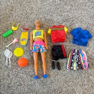 Vintage 1990 Hawaiian fun Ken doll.  Includes all accessories shown.  Preowned